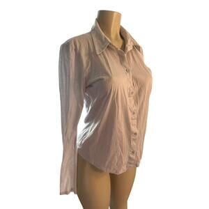 Women L Aritzia Babaton 1-01 Button-Up Gray Shirt Top Cotton Blouse Long Slv